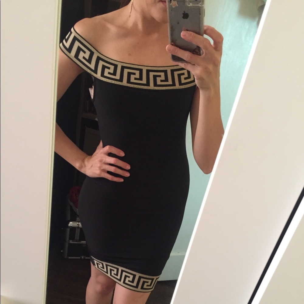 Designer Inspired Black and Gold Dress